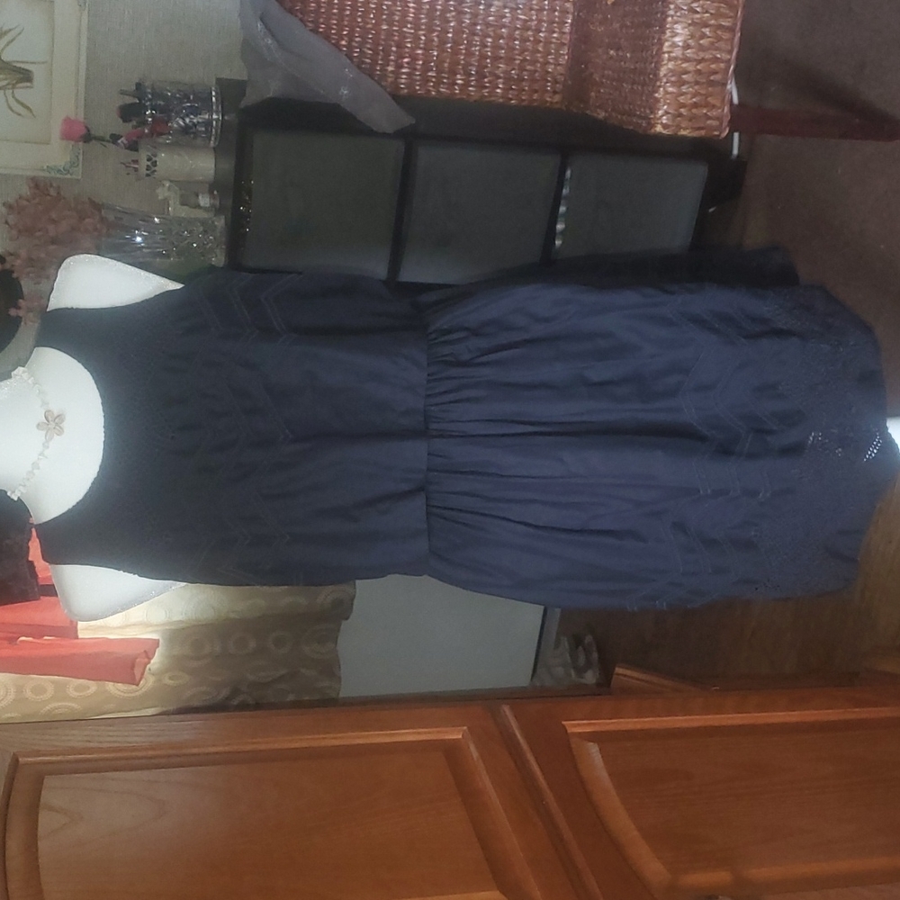 Women's black eyelet lace cotton dress by Gap size 10 fully lined